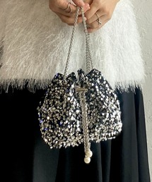 She's Closet（シーズクローゼット）の「スパンコールキラキラビジュー巾着ミニチェーンショルダーバッグ（ショルダーバッグ・レディース）」