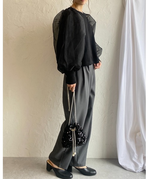 She's Closet(シーズクローゼット)の「スパンコールキラキラビジュー巾着ミニチェーンショルダーバッグ(ショルダーバッグ・レディース・ブラック/シルバー・FREE)」の17枚目の写真