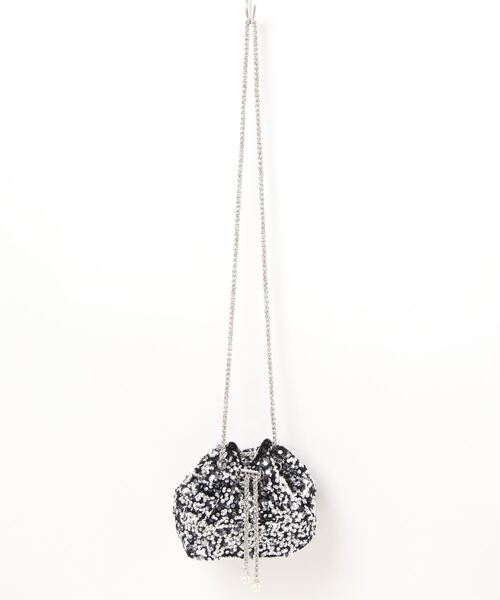 She's Closet(シーズクローゼット)の「スパンコールキラキラビジュー巾着ミニチェーンショルダーバッグ(ショルダーバッグ・レディース・ブラック/シルバー・FREE)」の9枚目の写真