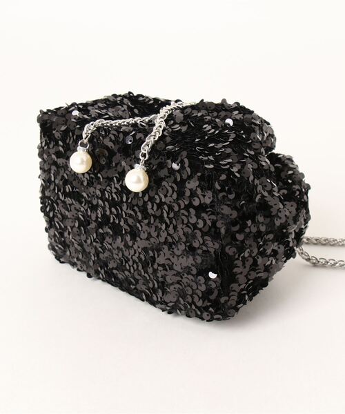 She's Closet(シーズクローゼット)の「スパンコールキラキラビジュー巾着ミニチェーンショルダーバッグ(ショルダーバッグ・レディース・ブラック/シルバー・FREE)」の11枚目の写真