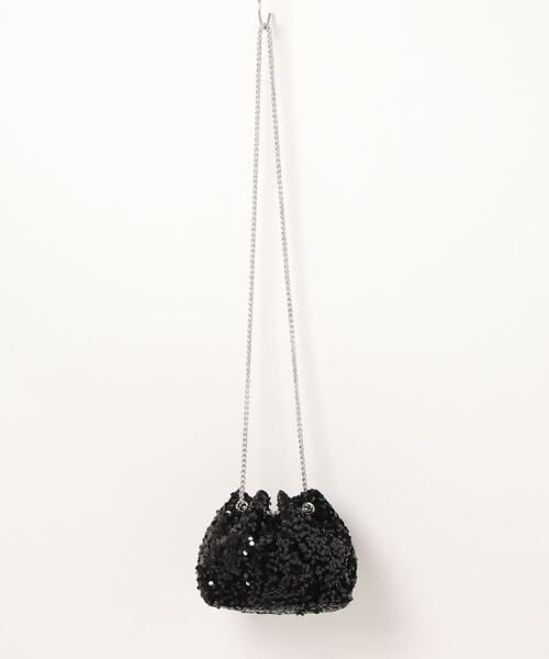She's Closet(シーズクローゼット)の「スパンコールキラキラビジュー巾着ミニチェーンショルダーバッグ(ショルダーバッグ・レディース・ブラック/シルバー・FREE)」の10枚目の写真