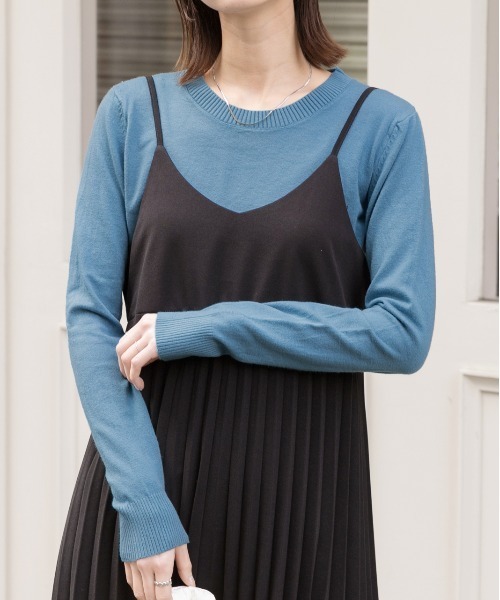 ad thie(アドティエ)の「カラー クルーネック ベーシック ニット(ニット/セーター・レディース・ベージュ/ラベンダー/ブラック/パープル/ライトグレー/ライトブルー/ホワイト/レッド/サックスブルー/ブルー/グリーン/ダークグレー/アイボリー・FREE)」の8枚目の写真