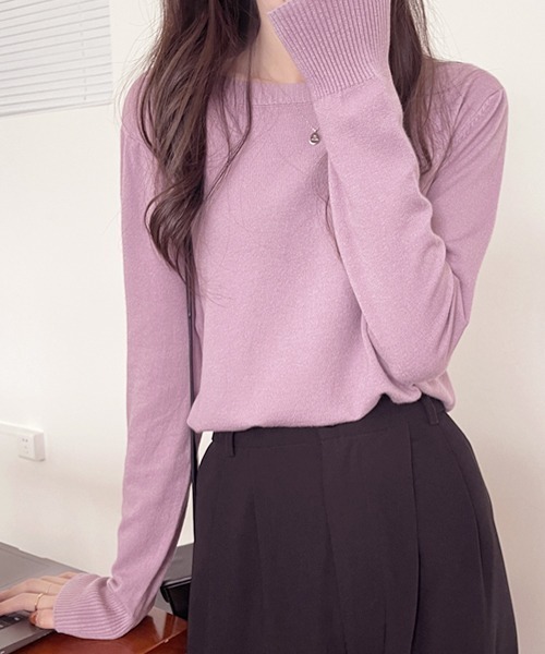 ad thie(アドティエ)の「カラー クルーネック ベーシック ニット(ニット/セーター・レディース・ベージュ/ラベンダー/ブラック/パープル/ライトグレー/ライトブルー/ホワイト/レッド/サックスブルー/ブルー/グリーン/ダークグレー/アイボリー・FREE)」の21枚目の写真