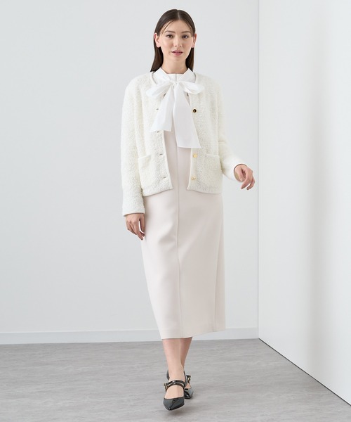 アナイ ANAYI モールコンビポケットカーディガン オフホワイト 新品】アナイ ANAYI モールコンビポケットカーディガン オフホワイト