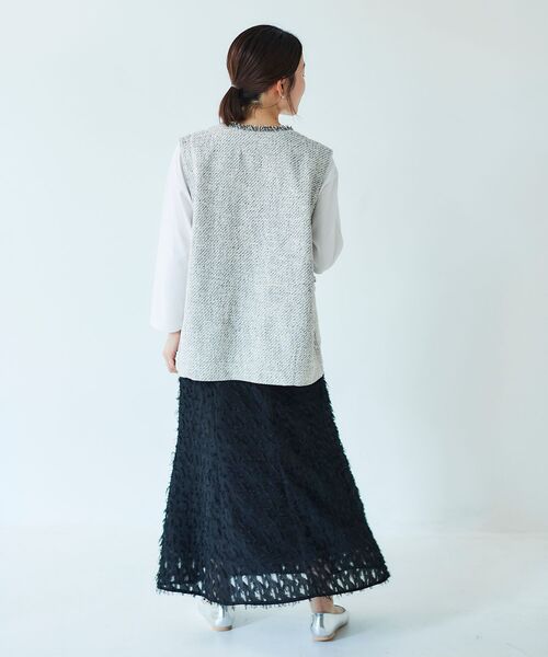 le.coeur blanc(ルクールブラン)の「フェザージャガードギャザースカート(スカート・レディース・ブラック/オフホワイト・38)」の12枚目の写真