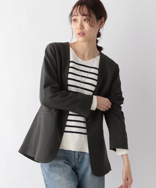 セール】お手入れらくらくSET UPノーカラージャケット/MATINEE