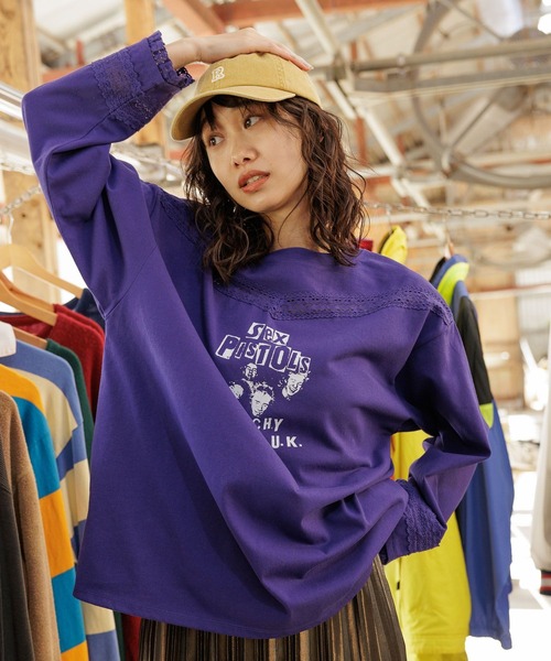 niko and...（ニコアンド）の「【MUSIC】コラボレースロングＴシャツ（Tシャツ/カットソー・レディース・オフホワイト/チャコール/パープル・FREE）」の15枚目の写真