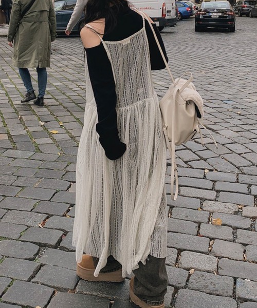 チュールキャミワンピース/レースエプロンキャミワンピース（ワンピース）｜LYEON（リヨン）