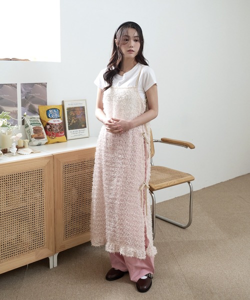 UNE MANSION（ユヌマンション）の「[UNE ORIGINAL]【サイドストリングで調節可能】シースルーフリンジロングレイヤードワンピース（ワンピース・レディース・ブラック/ピンク系その他/アイボリー/ベージュ・FREE）」の17枚目の写真