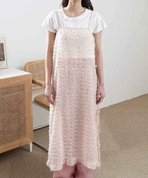 UNE MANSION（ユヌマンション）の「[UNE ORIGINAL]【サイドストリングで調節可能】シースルーフリンジロングレイヤードワンピース（ワンピース・レディース・ブラック/ピンク系その他/アイボリー/ベージュ・FREE）」の21枚目の写真