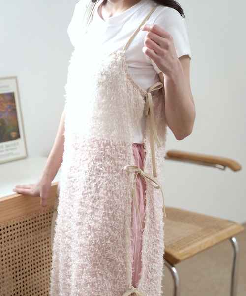 UNE MANSION（ユヌマンション）の「[UNE ORIGINAL]【サイドストリングで調節可能】シースルーフリンジロングレイヤードワンピース（ワンピース・レディース・ブラック/ピンク系その他/アイボリー/ベージュ・FREE）」の20枚目の写真