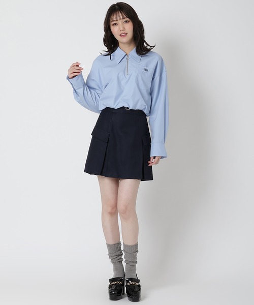 REDYAZEL(レディアゼル)の「ジップ刺繍シャツ(シャツ/ブラウス・レディース・ブルー/ネイビー/オフホワイト・FREE)」の9枚目の写真