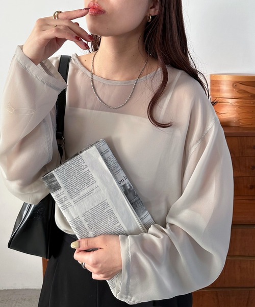 DISCOAT(ディスコート)の「《新色追加!》【WEB限定】シアービッグT(Tシャツ/カットソー・レディース・ミント/ブラック/オフホワイト/モカ/ブラウン/ピンク/グリーン系その他/ライトグレー・MEDIUM)」の4枚目の写真