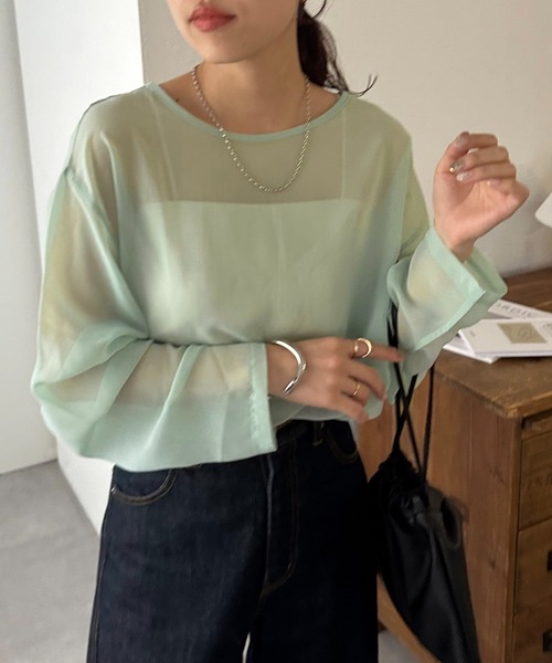DISCOAT(ディスコート)の「《新色追加!》【WEB限定】シアービッグT(Tシャツ/カットソー・レディース・ミント/ブラック/オフホワイト/モカ/ブラウン/ピンク/グリーン系その他/ライトグレー・MEDIUM)」の18枚目の写真