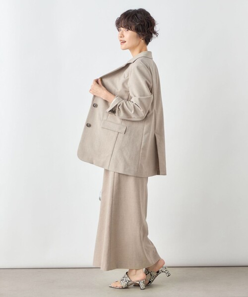 NOLLEY’S Sophi（ノーリーズソフィ）の「《セットアップ対応》ウォッシャブル麻調合繊シングルオーバージャケット（テーラードジャケット・レディース・ベージュ/ブラック・38/36）」の5枚目の写真