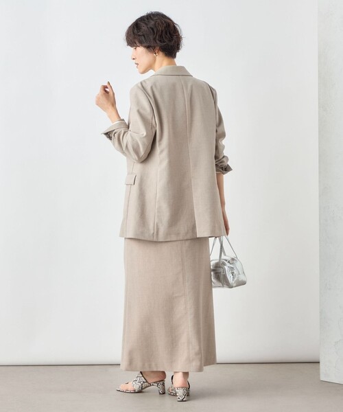 NOLLEY’S Sophi（ノーリーズソフィ）の「《セットアップ対応》ウォッシャブル麻調合繊シングルオーバージャケット（テーラードジャケット・レディース・ベージュ/ブラック・38/36）」の6枚目の写真