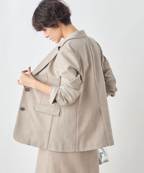 NOLLEY’S Sophi（ノーリーズソフィ）の「《セットアップ対応》ウォッシャブル麻調合繊シングルオーバージャケット（テーラードジャケット・レディース・ベージュ/ブラック・38/36）」の12枚目の写真