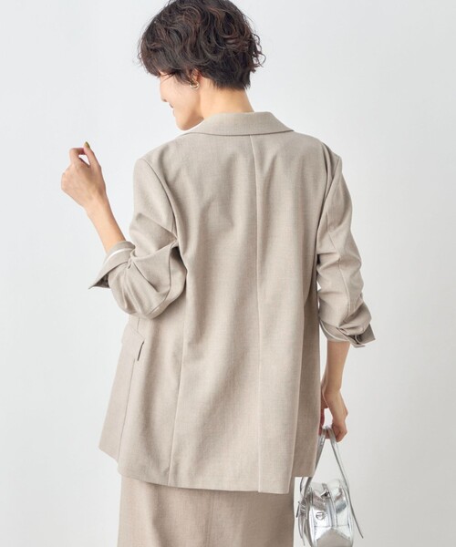 NOLLEY’S Sophi（ノーリーズソフィ）の「《セットアップ対応》ウォッシャブル麻調合繊シングルオーバージャケット（テーラードジャケット・レディース・ベージュ/ブラック・38/36）」の13枚目の写真
