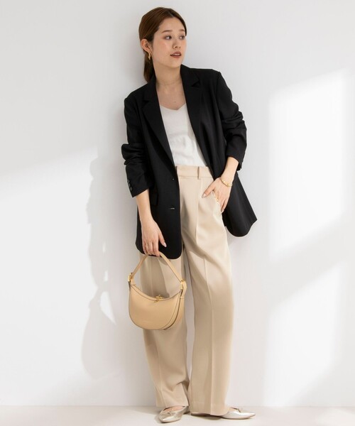 NOLLEY’S Sophi（ノーリーズソフィ）の「《セットアップ対応》ウォッシャブル麻調合繊シングルオーバージャケット（テーラードジャケット・レディース・ベージュ/ブラック・38/36）」の18枚目の写真