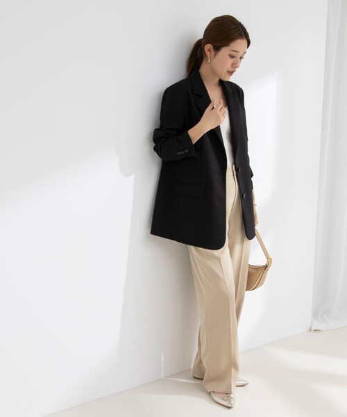 NOLLEY’S Sophi（ノーリーズソフィ）の「《セットアップ対応》ウォッシャブル麻調合繊シングルオーバージャケット（テーラードジャケット・レディース・ベージュ/ブラック・38/36）」の19枚目の写真