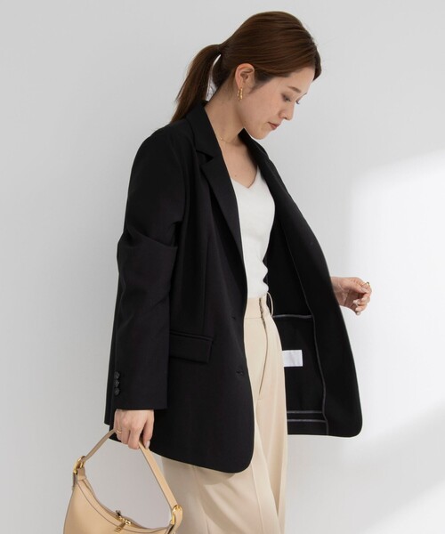 NOLLEY’S Sophi（ノーリーズソフィ）の「《セットアップ対応》ウォッシャブル麻調合繊シングルオーバージャケット（テーラードジャケット・レディース・ベージュ/ブラック・38/36）」の20枚目の写真