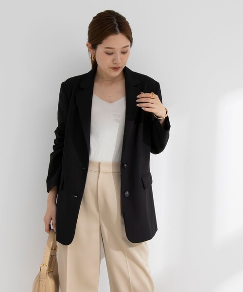 NOLLEY’S Sophi（ノーリーズソフィ）の「《セットアップ対応》ウォッシャブル麻調合繊シングルオーバージャケット（テーラードジャケット・レディース・ベージュ/ブラック・38/36）」の21枚目の写真