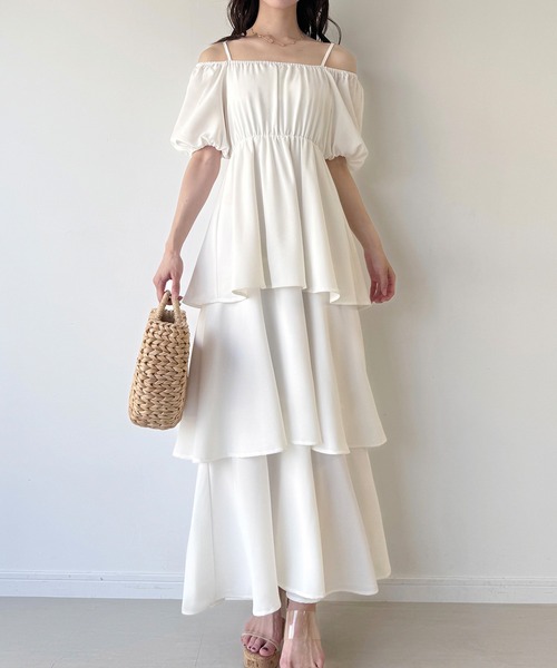 セール】2wayオフショルティアードワンピース（ワンピース）｜JUNOAH