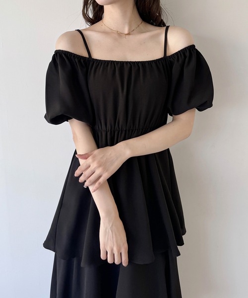 JUNOAH（ジュノア）の「2wayオフショルティアードワンピース