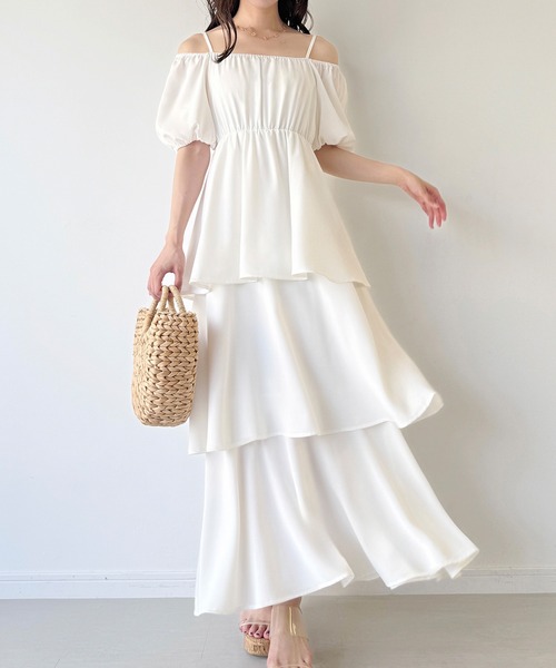 セール】2wayオフショルティアードワンピース（ワンピース）｜JUNOAH