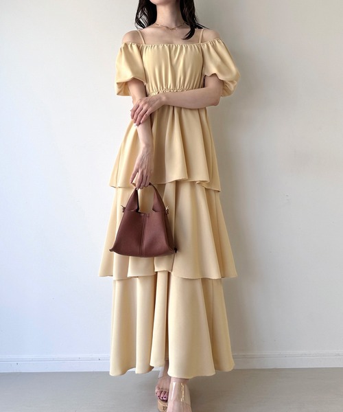 セール】2wayオフショルティアードワンピース（ワンピース）｜JUNOAH