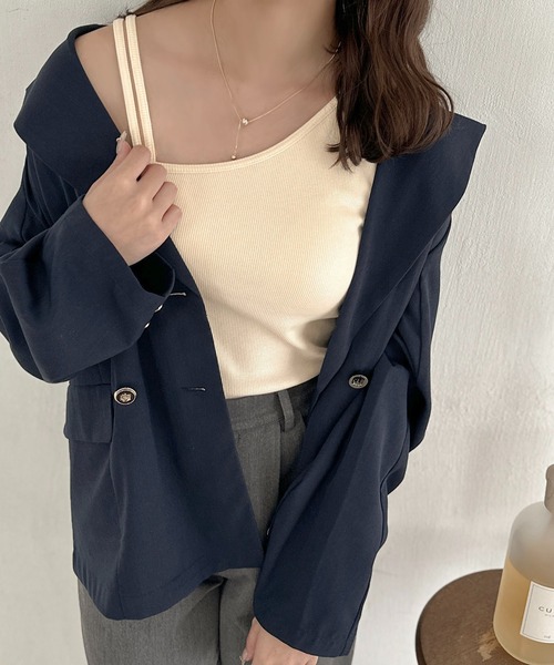 apres jour clair（アプレジュールクレア）の「【apres jour clair】カップ付アシメデザインタンクトップ【ZOZOTOWN限定アイテム】（キャミソール・レディース・ブラウン系その他/アイボリー・フリー/X-LARGE）」の9枚目の写真