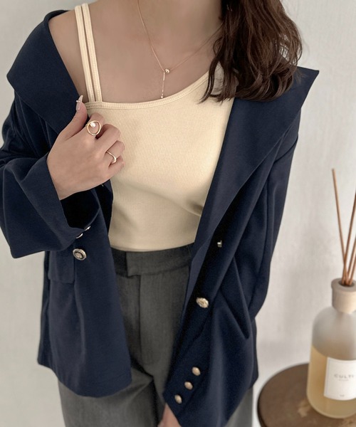 apres jour clair（アプレジュールクレア）の「【apres jour clair】カップ付アシメデザインタンクトップ【ZOZOTOWN限定アイテム】（キャミソール・レディース・ブラウン系その他/アイボリー・フリー/X-LARGE）」の10枚目の写真