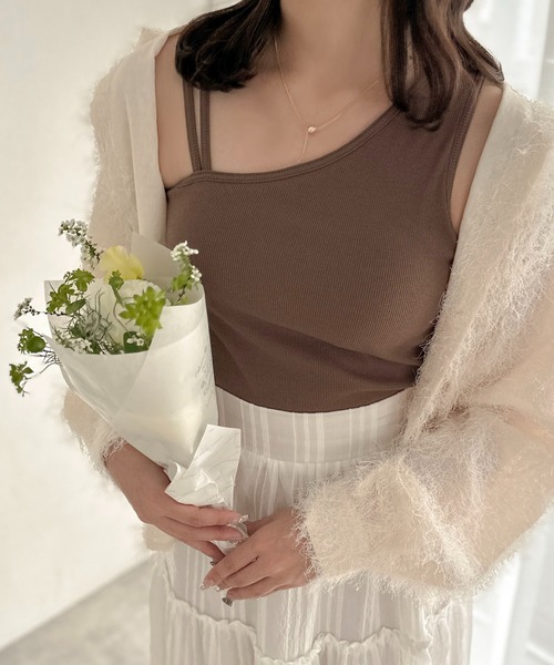 apres jour clair（アプレジュールクレア）の「【apres jour clair】カップ付アシメデザインタンクトップ【ZOZOTOWN限定アイテム】（キャミソール・レディース・ブラウン系その他/アイボリー・フリー/X-LARGE）」の13枚目の写真