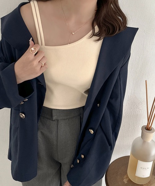 apres jour clair（アプレジュールクレア）の「【apres jour clair】カップ付アシメデザインタンクトップ【ZOZOTOWN限定アイテム】（キャミソール・レディース・ブラウン系その他/アイボリー・フリー/X-LARGE）」の3枚目の写真