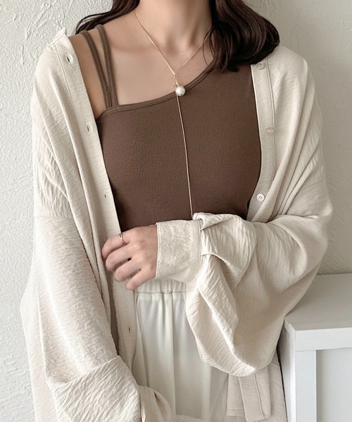 apres jour clair（アプレジュールクレア）の「【apres jour clair】カップ付アシメデザインタンクトップ【ZOZOTOWN限定アイテム】（キャミソール・レディース・ブラウン系その他/アイボリー・フリー/X-LARGE）」の7枚目の写真