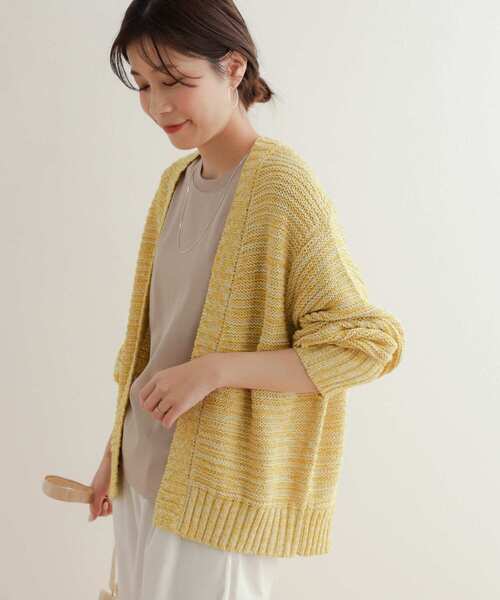 URBAN RESEARCH DOORS（アーバンリサーチドアーズ）の「テープヤーンMIXカーディガン（カーディガン/ボレロ・レディース・ミント/イエロー・MEDIUM）」の3枚目の写真