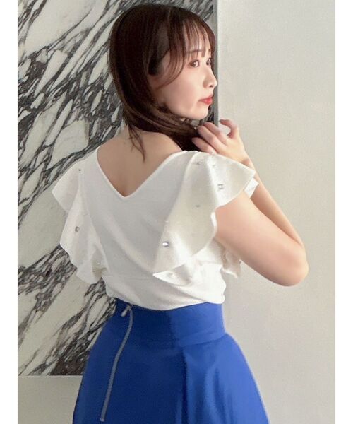 dazzlin(ダズリン)の「ラッフルビジューニットトップス(ニット/セーター・レディース・オフホワイト/ネイビー/ピンク/ブルー/レッド・FREE)」の15枚目の写真