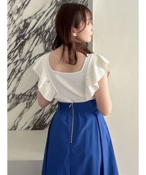 dazzlin(ダズリン)の「ラッフルビジューニットトップス(ニット/セーター・レディース・オフホワイト/ネイビー/ピンク/ブルー/レッド・FREE)」の17枚目の写真