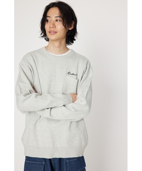 RODEO CROWNS WIDE BOWL(ロデオクラウンズワイドボウル)の「メンズ CROWN OG パッチニットトップス(ニット/セーター・メンズ・グレー×ホワイト/ブラック/オフホワイト・MEDIUM/LARGE)」の1枚目の写真