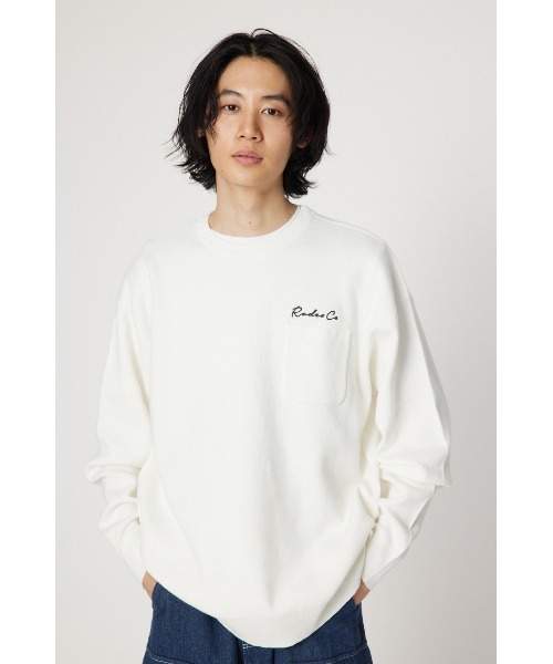 RODEO CROWNS WIDE BOWL(ロデオクラウンズワイドボウル)の「メンズ CROWN OG パッチニットトップス(ニット/セーター・メンズ・グレー×ホワイト/ブラック/オフホワイト・MEDIUM/LARGE)」の9枚目の写真