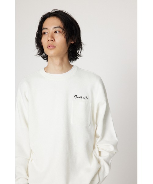 RODEO CROWNS WIDE BOWL(ロデオクラウンズワイドボウル)の「メンズ CROWN OG パッチニットトップス(ニット/セーター・メンズ・グレー×ホワイト/ブラック/オフホワイト・MEDIUM/LARGE)」の10枚目の写真