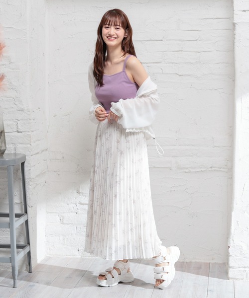 Honeys（ハニーズ）の「カップ付きキャミソール（キャミソール・レディース・ブラック/イエロー系その他/ホワイト×ブラック/パープル/ホワイト/モカ/オレンジ・S/M/L）」の12枚目の写真