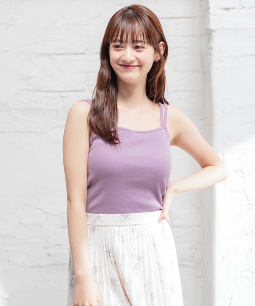 Honeys（ハニーズ）の「カップ付きキャミソール（キャミソール・レディース・ブラック/イエロー系その他/ホワイト×ブラック/パープル/ホワイト/モカ/オレンジ・S/M/L）」の13枚目の写真