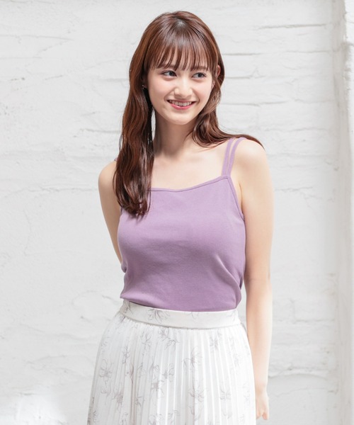 Honeys（ハニーズ）の「カップ付きキャミソール（キャミソール・レディース・ブラック/イエロー系その他/ホワイト×ブラック/パープル/ホワイト/モカ/オレンジ・S/M/L）」の14枚目の写真