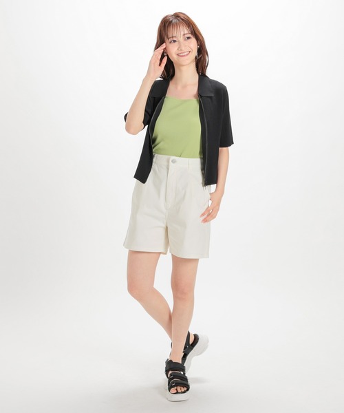 Honeys（ハニーズ）の「カップ付きキャミソール（キャミソール・レディース・ブラック/イエロー系その他/ホワイト×ブラック/パープル/ホワイト/モカ/オレンジ・S/M/L）」の15枚目の写真