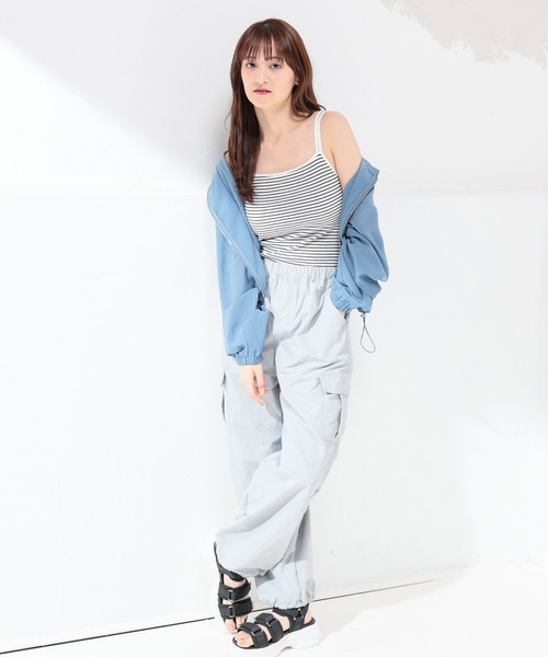 Honeys（ハニーズ）の「カップ付きキャミソール（キャミソール・レディース・ブラック/イエロー系その他/ホワイト×ブラック/パープル/ホワイト/モカ/オレンジ・S/M/L）」の18枚目の写真