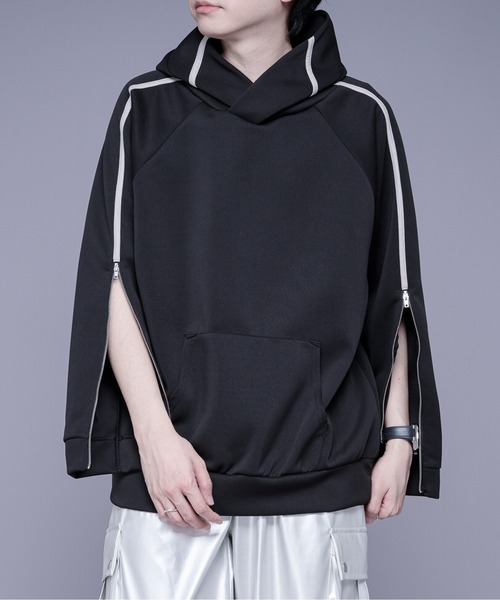 Ellno Loset（エルノロゼット）の「2wayスリットZIPポンチフーディー（パーカー・メンズ・オフホワイト/ブラック・MEDIUM/SMALL/LARGE）」の13枚目の写真