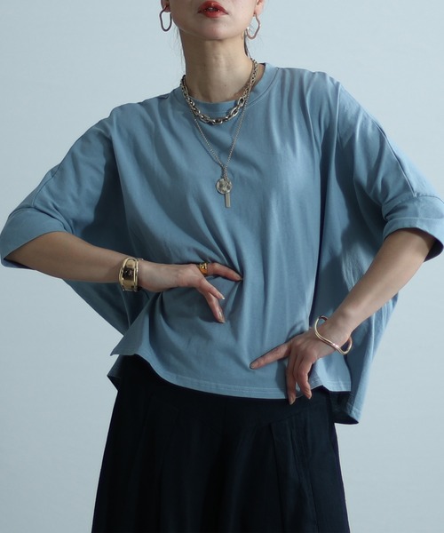 Sawa a la mode(サワアラモード)の「ドルマンカットソー(Tシャツ/カットソー・レディース・グレー/ホワイト/ブルー/モカ/グリーン/ブラック・FREE)」の6枚目の写真