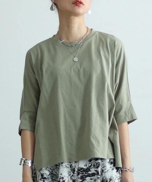 Sawa a la mode(サワアラモード)の「ドルマンカットソー(Tシャツ/カットソー・レディース・グレー/ホワイト/ブルー/モカ/グリーン/ブラック・FREE)」の5枚目の写真