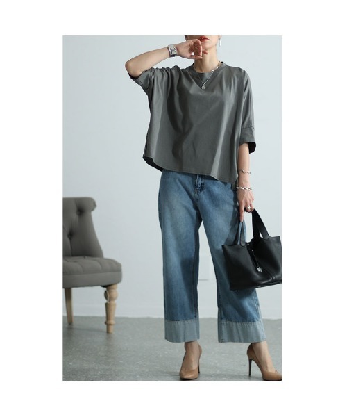 Sawa a la mode(サワアラモード)の「ドルマンカットソー(Tシャツ/カットソー・レディース・グレー/ホワイト/ブルー/モカ/グリーン/ブラック・FREE)」の18枚目の写真